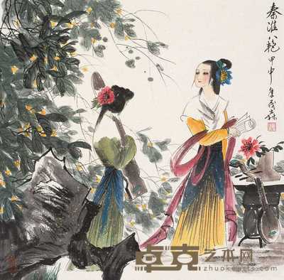 盖茂森 秦淮八艳 立轴 64.5×65.5cm